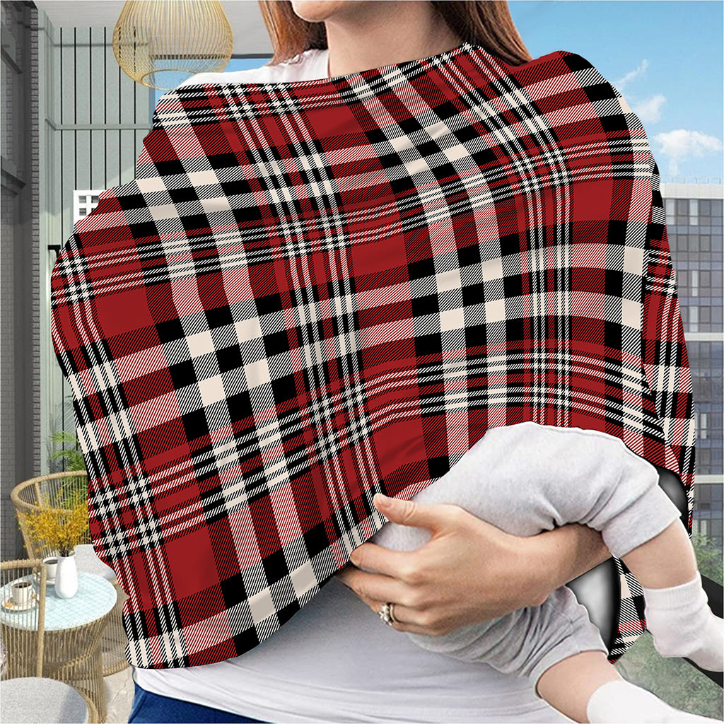 Red Black And White Border Tartan Print Baby Seat Cover