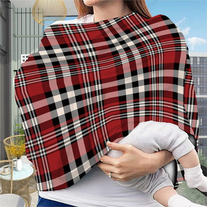 Red Black And White Border Tartan Print Baby Seat Cover