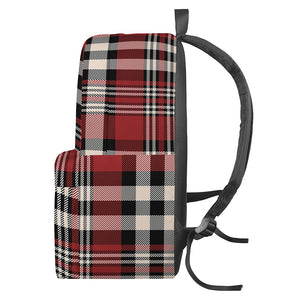 Red Black And White Border Tartan Print Backpack