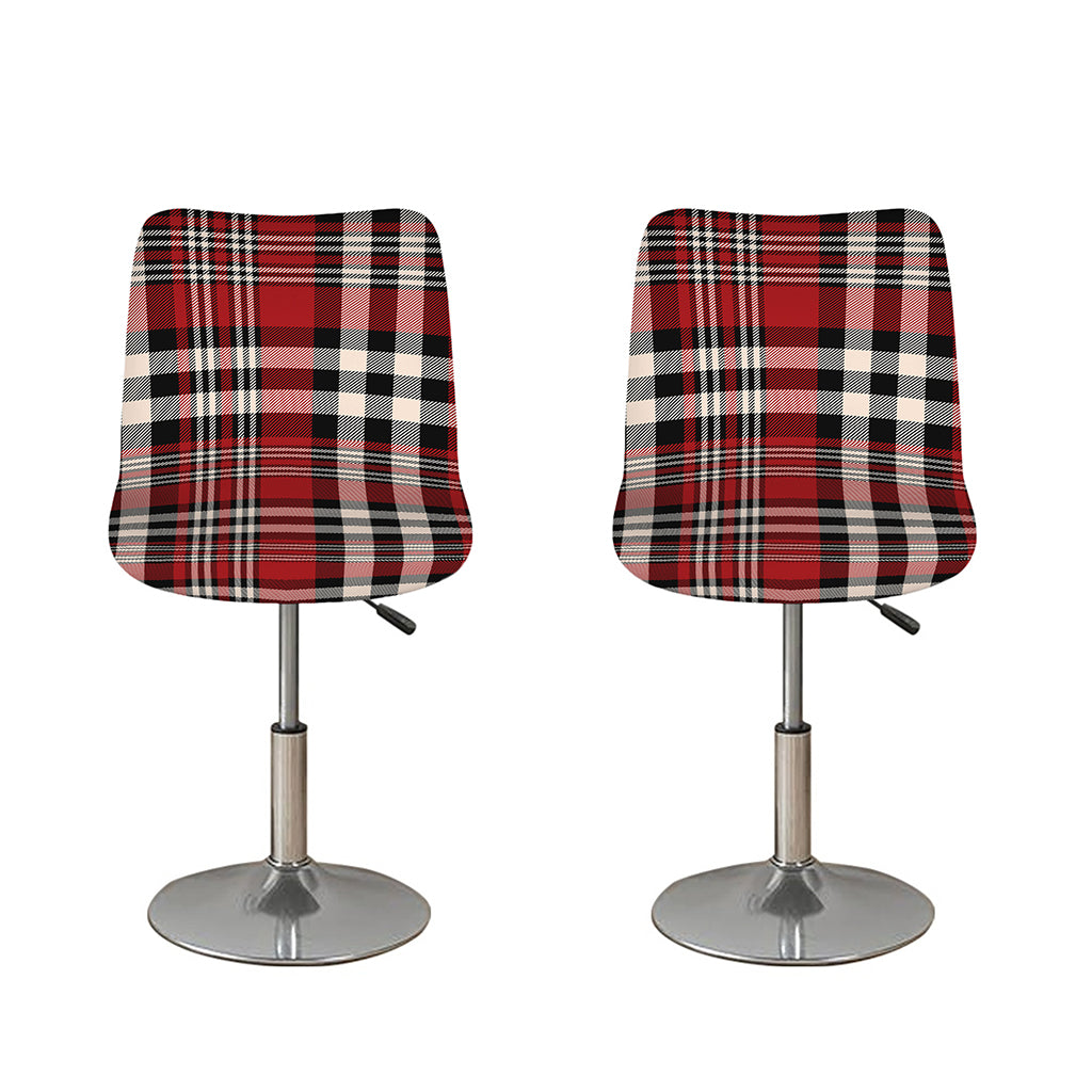 Red Black And White Border Tartan Print Bar Stool Covers