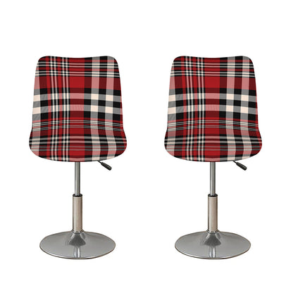 Red Black And White Border Tartan Print Bar Stool Covers