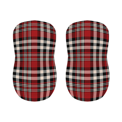 Red Black And White Border Tartan Print Bar Stool Covers