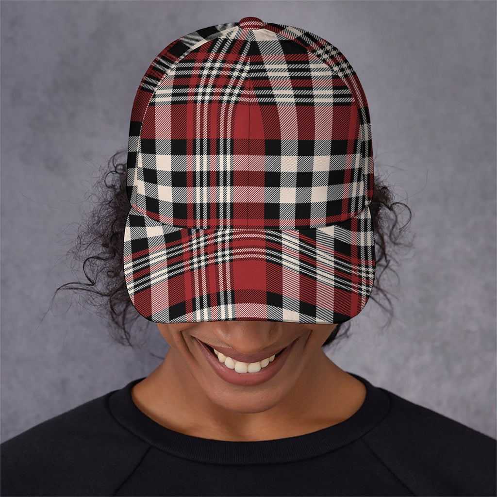 Red Black And White Border Tartan Print Baseball Cap