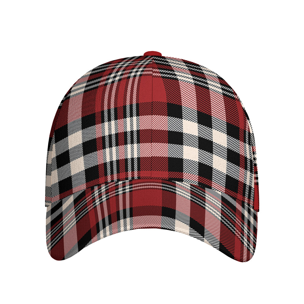 Red Black And White Border Tartan Print Baseball Cap