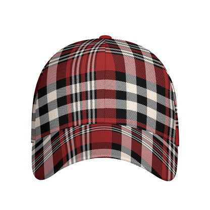 Red Black And White Border Tartan Print Baseball Cap