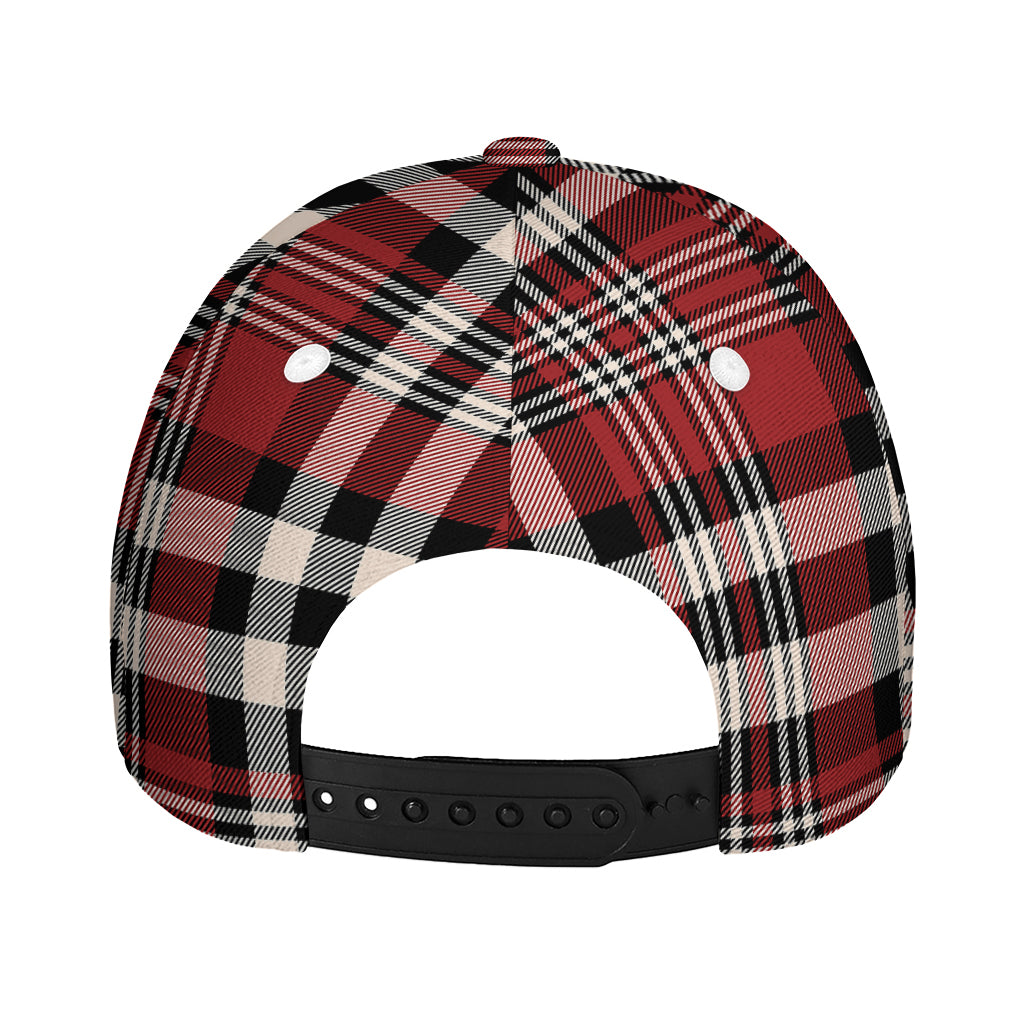 Red Black And White Border Tartan Print Baseball Cap