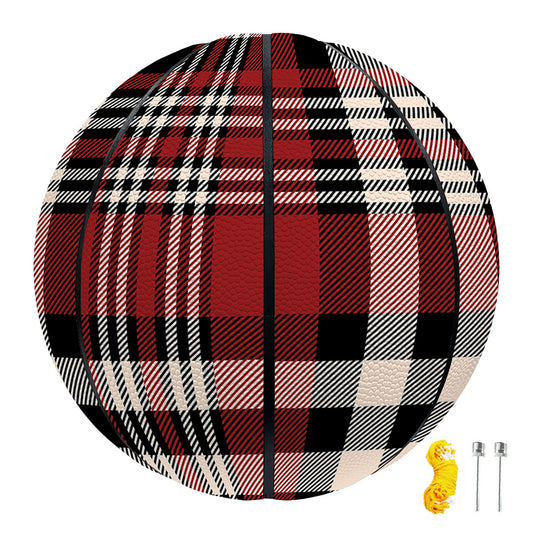 Red Black And White Border Tartan Print Basketball