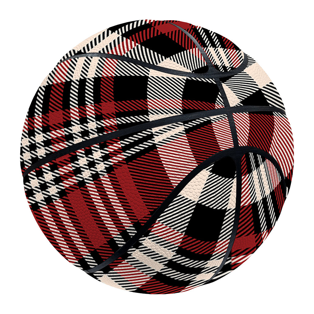 Red Black And White Border Tartan Print Basketball