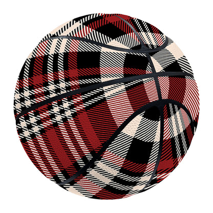 Red Black And White Border Tartan Print Basketball