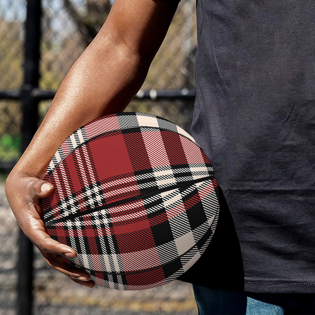 Red Black And White Border Tartan Print Basketball