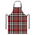 Red Black And White Border Tartan Print Bib Apron With Pocket