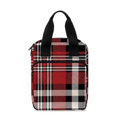Red Black And White Border Tartan Print Bible Tote Bag