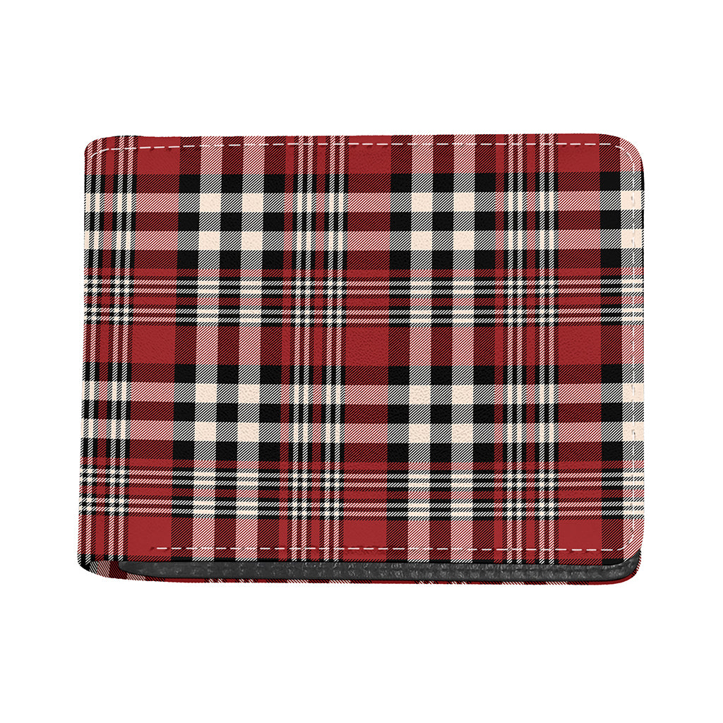 Red Black And White Border Tartan Print Bifold Wallet