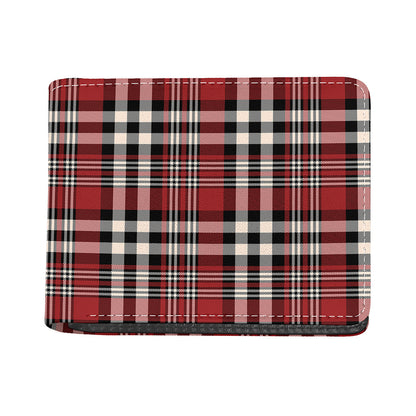 Red Black And White Border Tartan Print Bifold Wallet