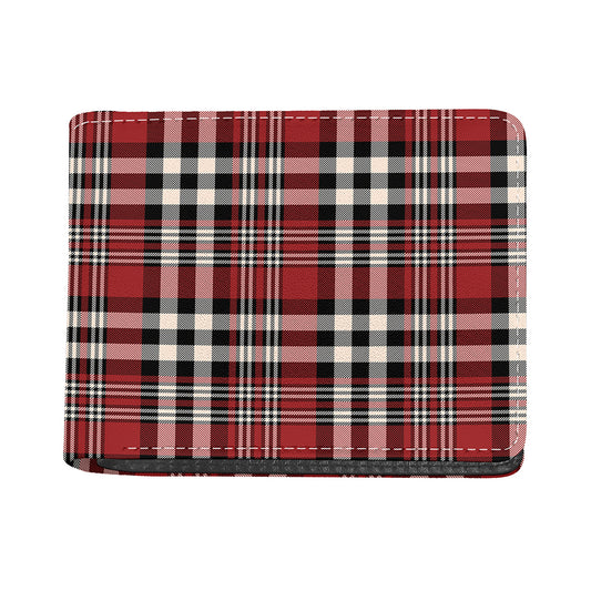 Red Black And White Border Tartan Print Bifold Wallet