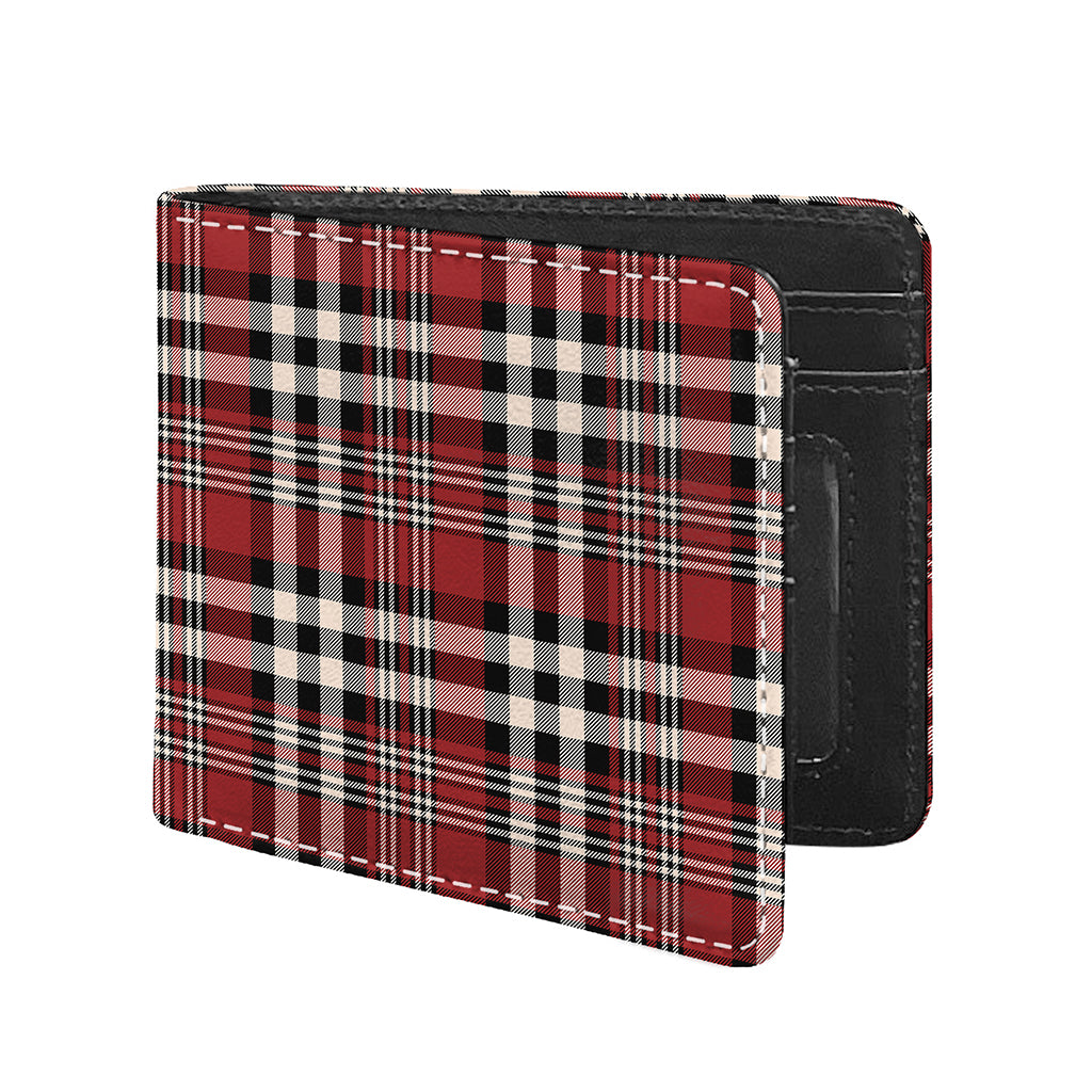 Red Black And White Border Tartan Print Bifold Wallet