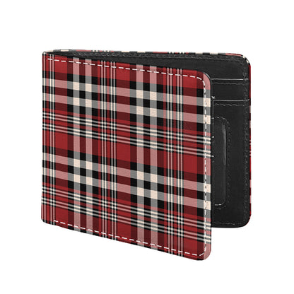 Red Black And White Border Tartan Print Bifold Wallet