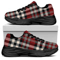 Red Black And White Border Tartan Print Black Chunky Shoes