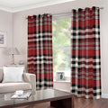 Red Black And White Border Tartan Print Dimout Grommet Curtains