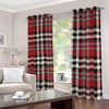 Red Black And White Border Tartan Print Blackout Grommet Curtains