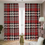 Red Black And White Border Tartan Print Blackout Pencil Pleat Curtains