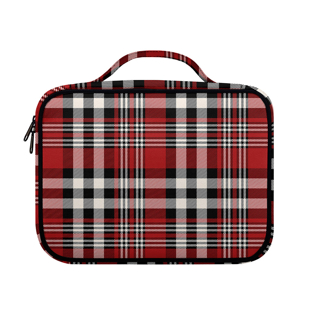 Red Black And White Border Tartan Print Briefcase Bible Bag