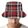 Red Black And White Border Tartan Print Bucket Hat