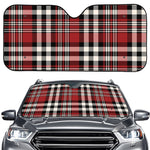 Red Black And White Border Tartan Print Car Windshield Sun Shade