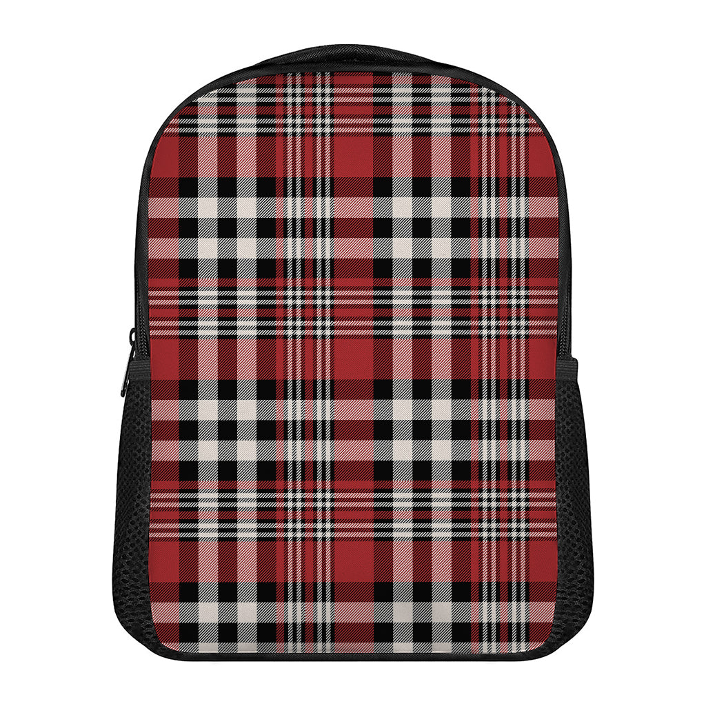 Red Black And White Border Tartan Print Casual Backpack