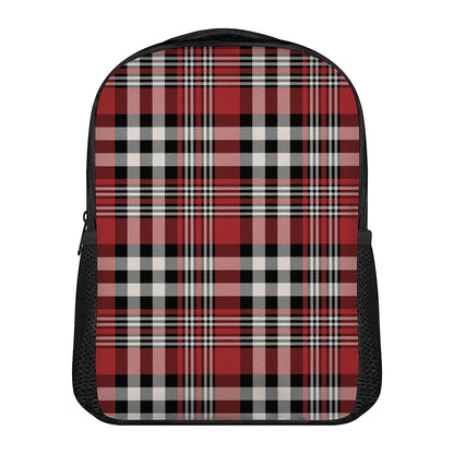Red Black And White Border Tartan Print Casual Backpack
