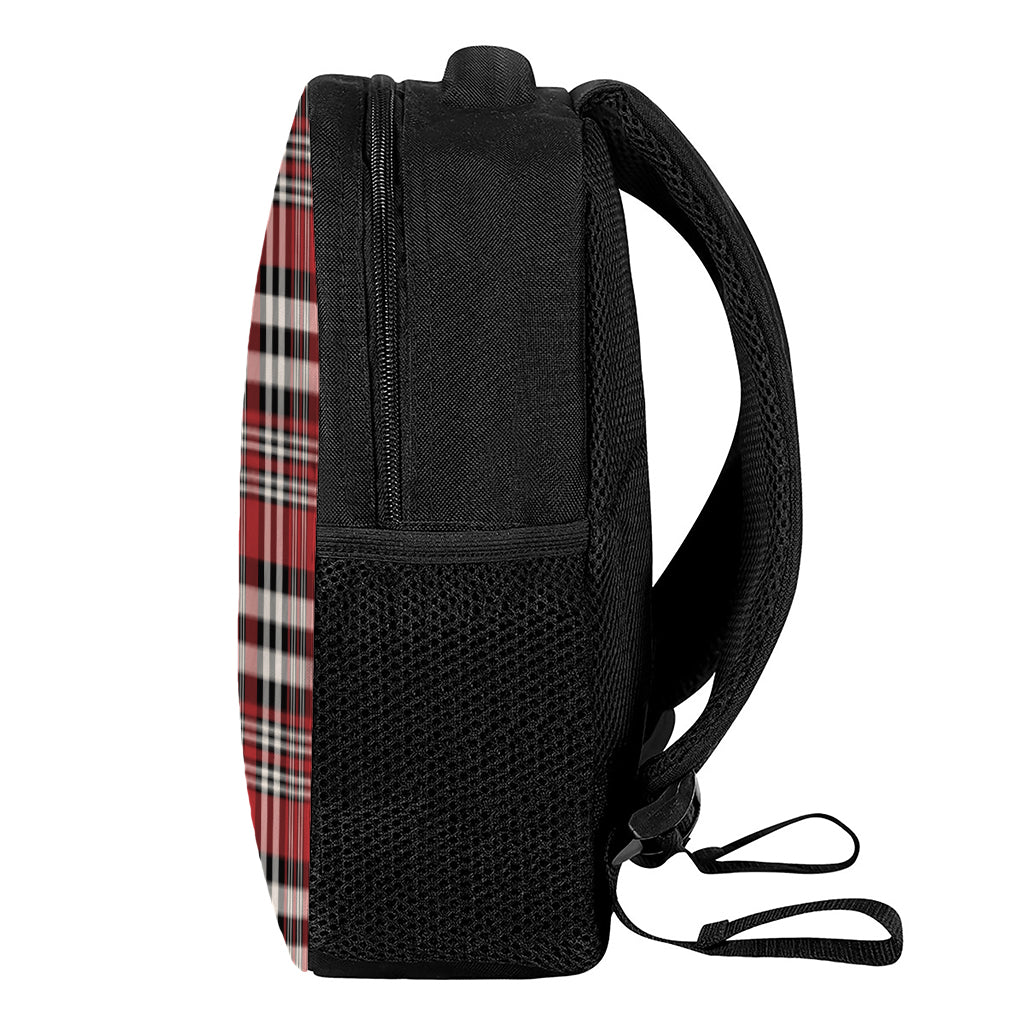 Red Black And White Border Tartan Print Casual Backpack