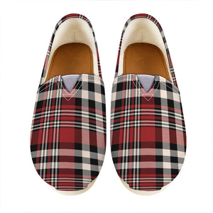 Red Black And White Border Tartan Print Casual Shoes