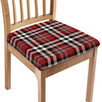 Red Black And White Border Tartan Print Chair Cushion Cover