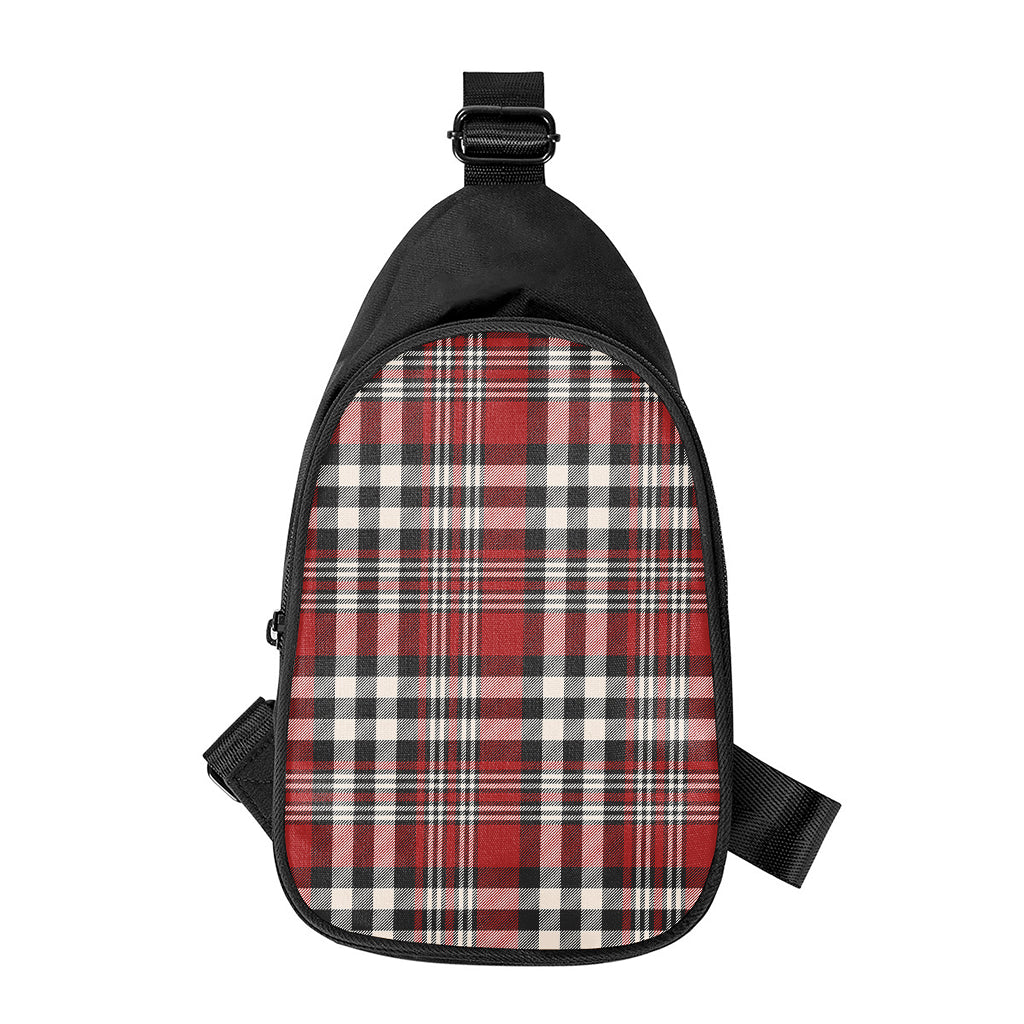 Red Black And White Border Tartan Print Chest Bag