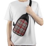 Red Black And White Border Tartan Print Chest Bag