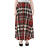 Red Black And White Border Tartan Print Chiffon Maxi Skirt