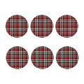 Red Black And White Border Tartan Print Coaster Set
