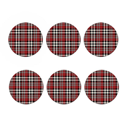 Red Black And White Border Tartan Print Coaster Set