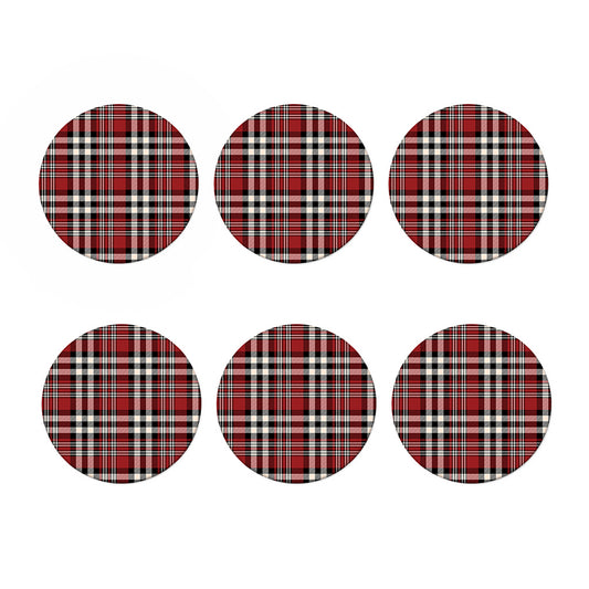 Red Black And White Border Tartan Print Coaster Set