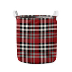 Red Black And White Border Tartan Print Collapsible Laundry Basket
