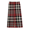 Red Black And White Border Tartan Print Cotton Front Slit Maxi Skirt