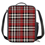 Red Black And White Border Tartan Print Crossbody Lunch Bag