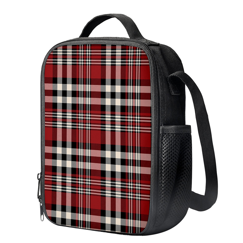Red Black And White Border Tartan Print Crossbody Lunch Bag