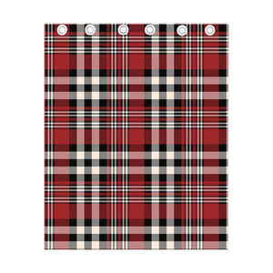 Red Black And White Border Tartan Print Curtain