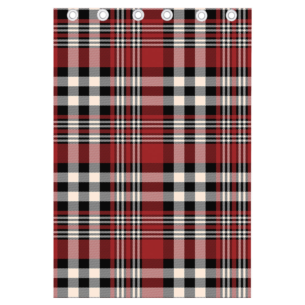 Red Black And White Border Tartan Print Curtain