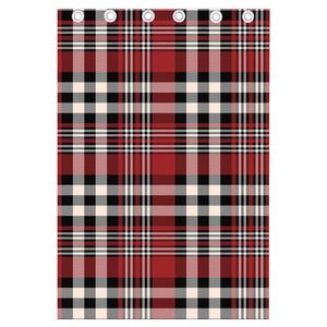 Red Black And White Border Tartan Print Curtain