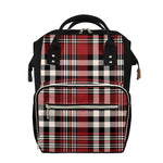 Red Black And White Border Tartan Print Diaper Bag