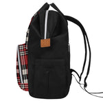 Red Black And White Border Tartan Print Diaper Bag