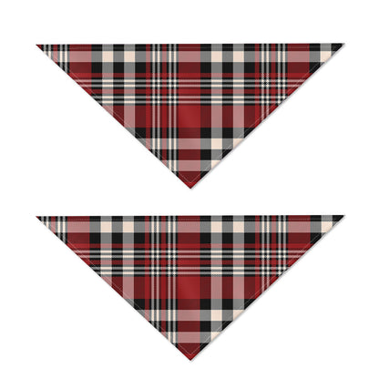 Red Black And White Border Tartan Print Dog Bandana