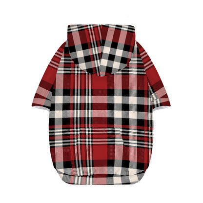 Red Black And White Border Tartan Print Dog Zip Up Hoodie